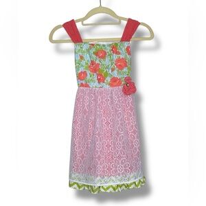 Counting Daisies Girls coral Lace & Floral Casual Sundress
